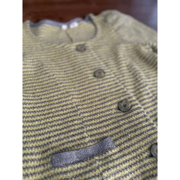 Anthropologie MOTH Sweater Yellow Silver Stripe Retro 40s Coquette Fall Winter - Picture 6 of 10